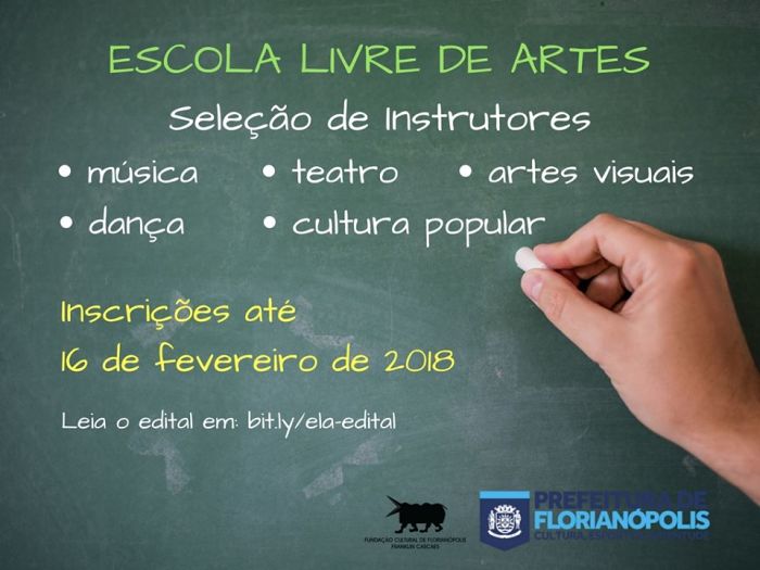 Escola Livre de Artes (ELA) abre processo seletivo de instrutores