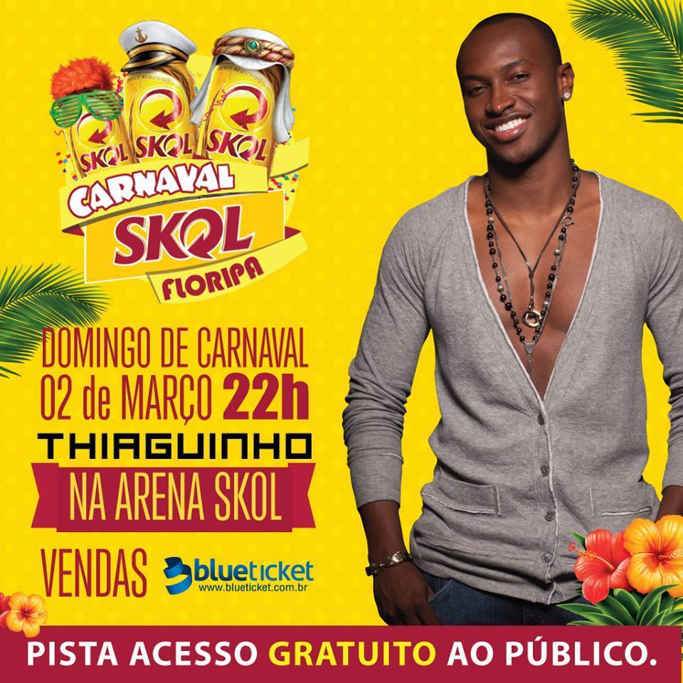 Thiaguinho com show gratuito no Carnaval Skol 2014