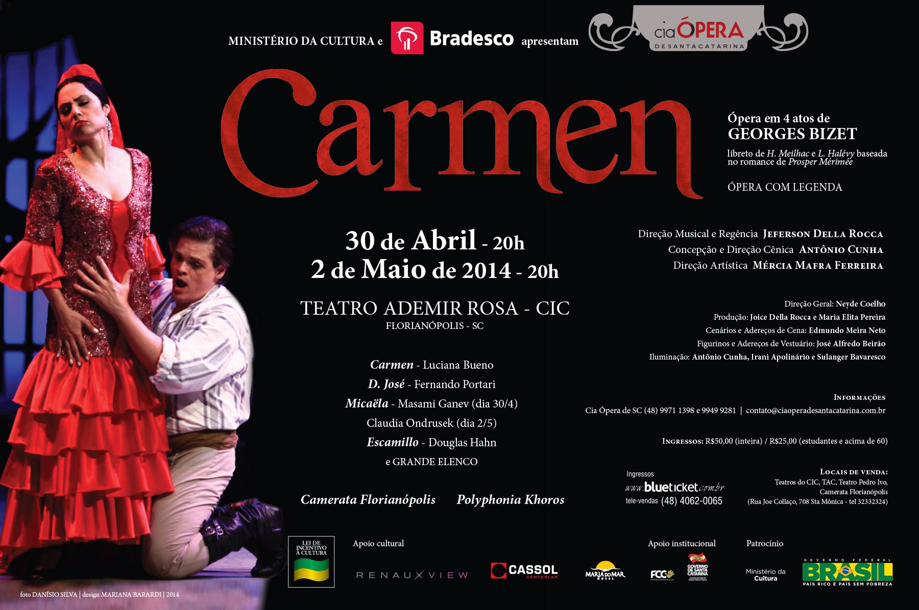 Cia Ópera de SC apresenta a ópera "Carmen" de Georges Bizet