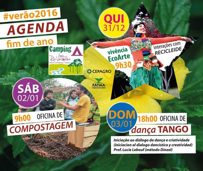 Programação cultural gratuita do Fim do ano no Camping Parque do Rio Vermelho