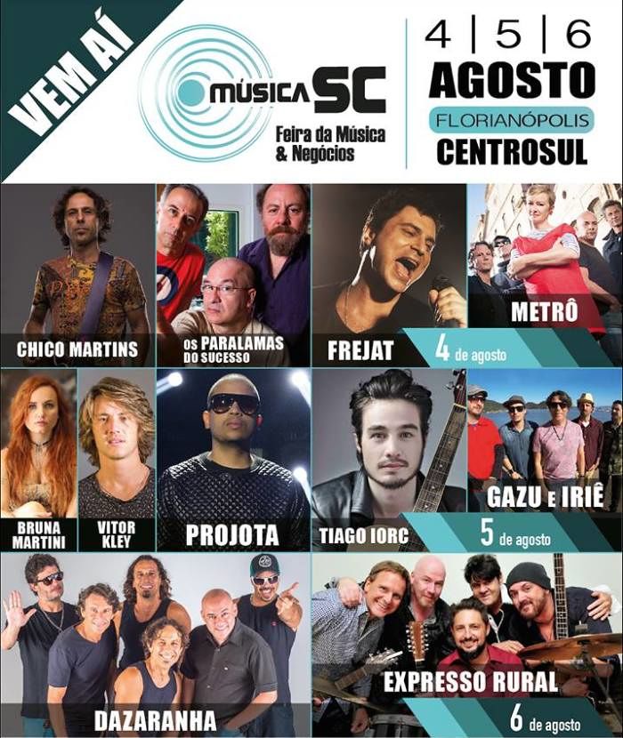 Música SC – Feira de Música e Negócios terá shows nacionais, exposições e cerca de 500 marcas