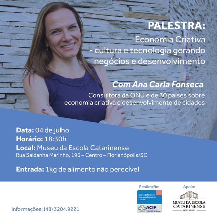 Palestra gratuita sobre Economia Criativa com Ana Carla Fonseca