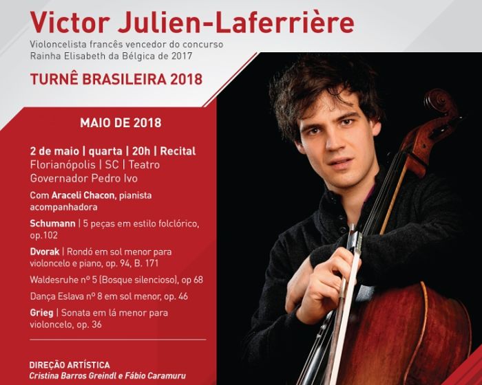 Recital gratuito com o premiado violoncelista francês Victor Julien-Laferrière